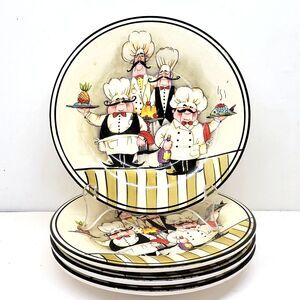 HD Designs LE Chef Set Of 4 Whimsical 8 1/4" Salad Plates VGC